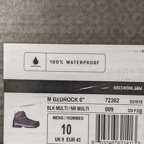 Bogs Bedrock 6" Waterproof Boots, Black, Men's 10 M - Picture 8 of 8